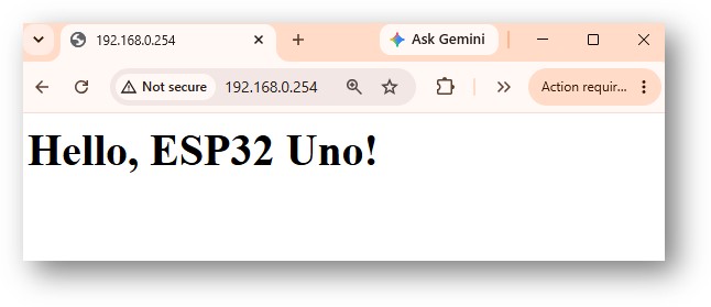 ESP32 Uno web server hello page