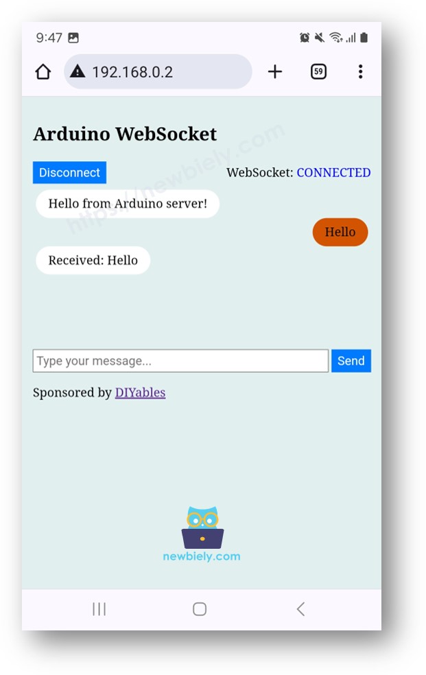 ESP32 Uno websocket chat server