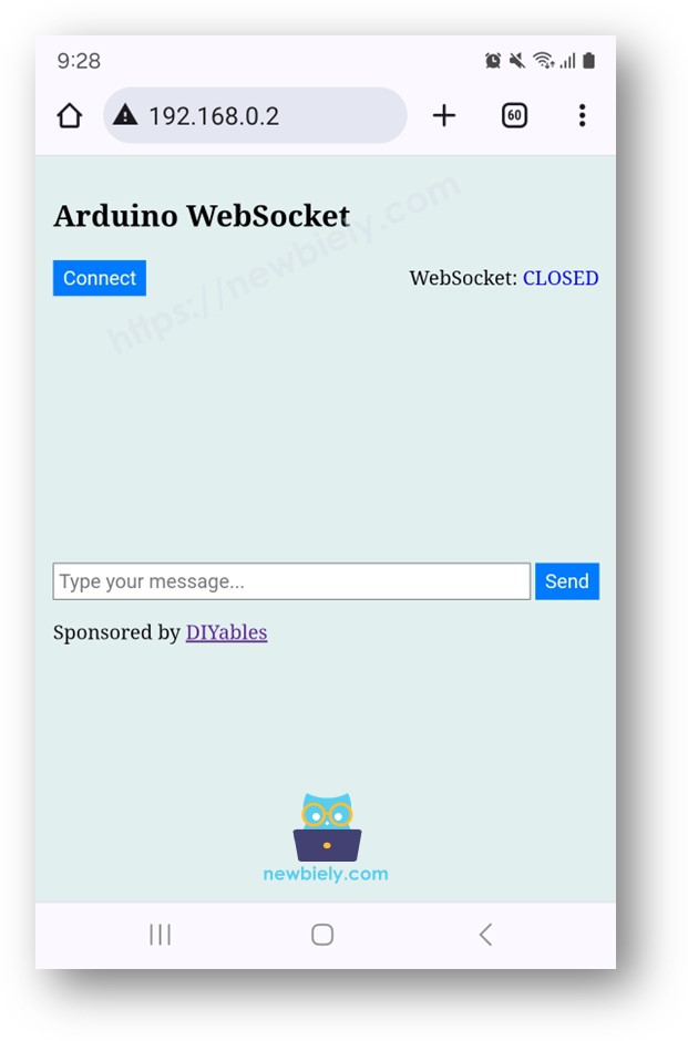 ESP32 Uno websocket web browser