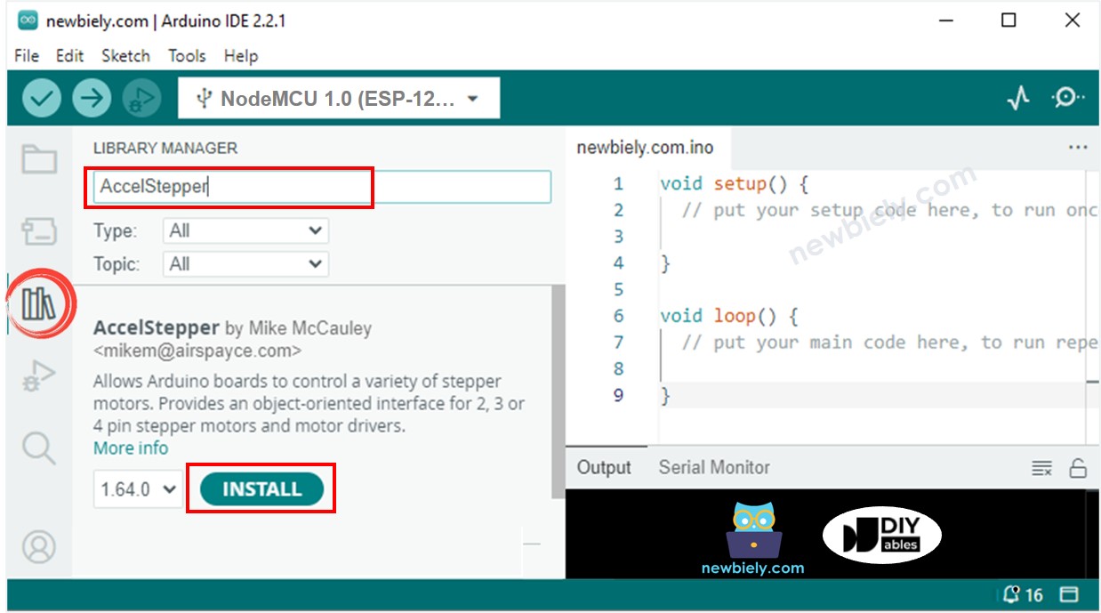 ESP8266 NodeMCU AccelStepper library