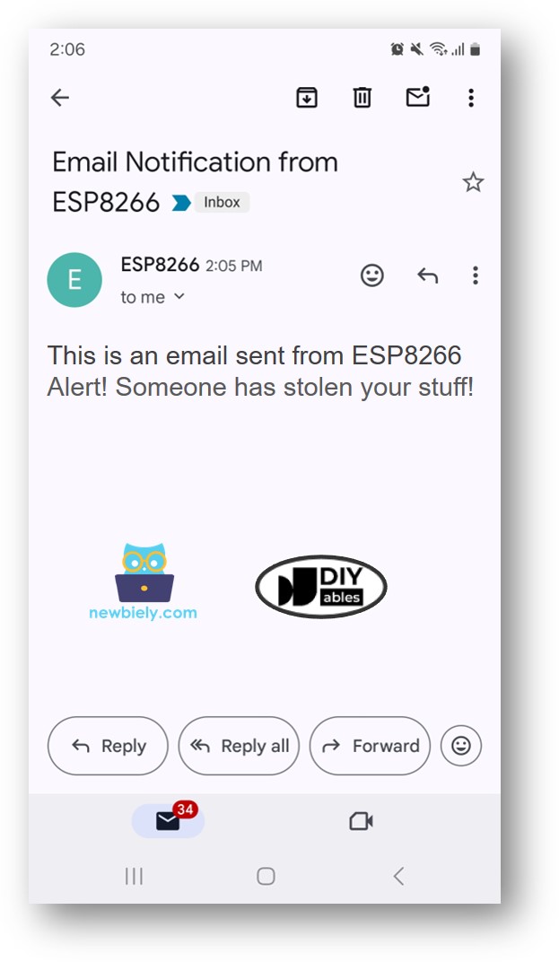 ESP8266 NodeMCU theft detection email