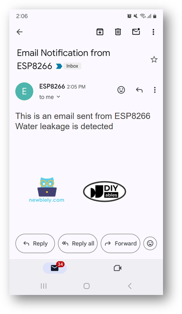 ESP8266 NodeMCU water sensor email