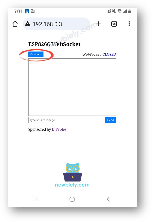 ESP8266 NodeMCU websocket web browser