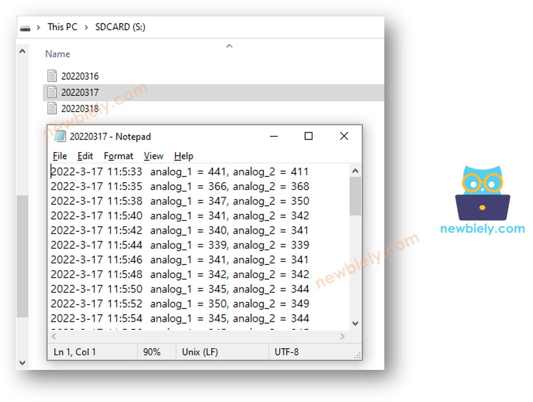 ESP8266 NodeMCU log to Micro SD Card multiple files