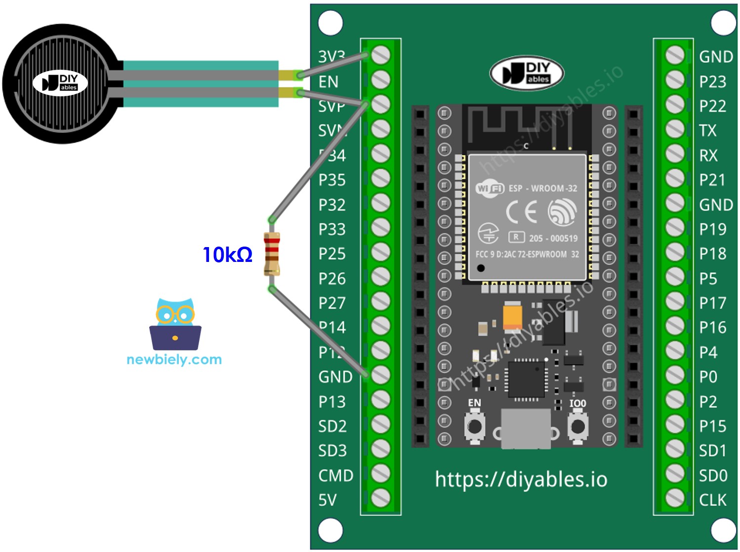 How to connect ESP32 and force sensor