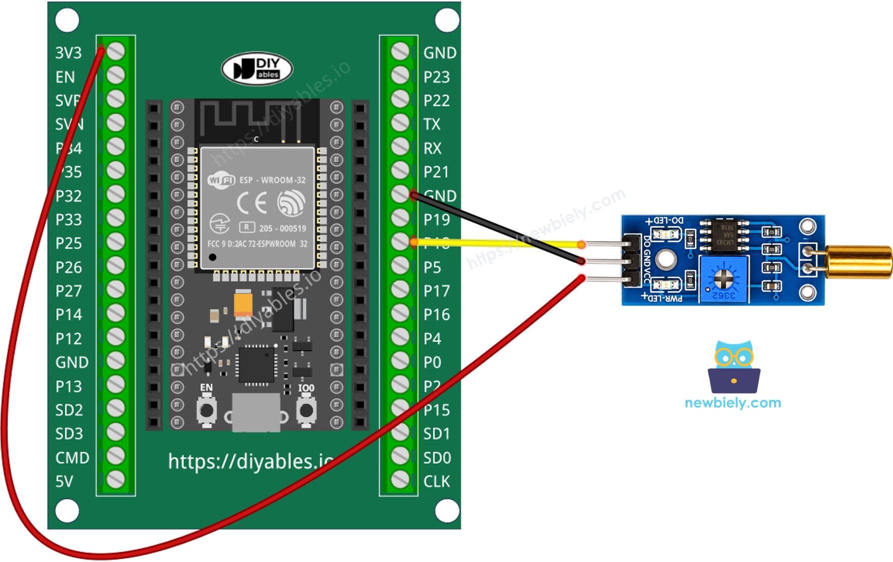 How to connect ESP32 and SW520D tilt sensor