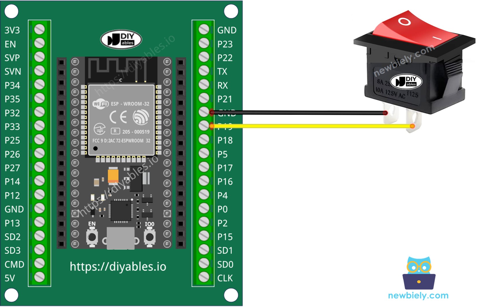 How to connect ESP32 and switch