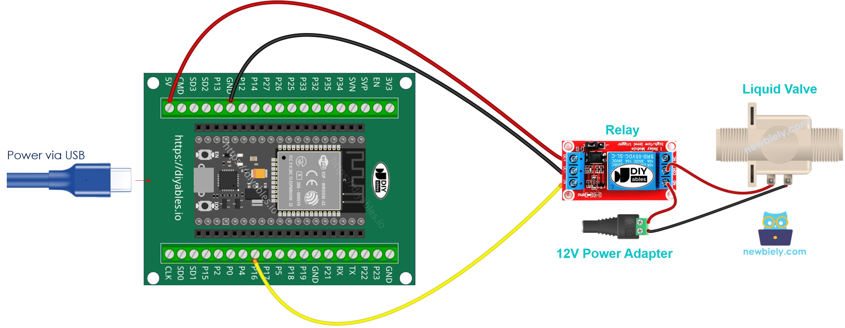 How to connect ESP32 and water/liquid valve