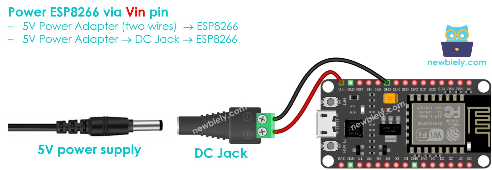 how to power ESP8266 NodeMCU via Vin pin