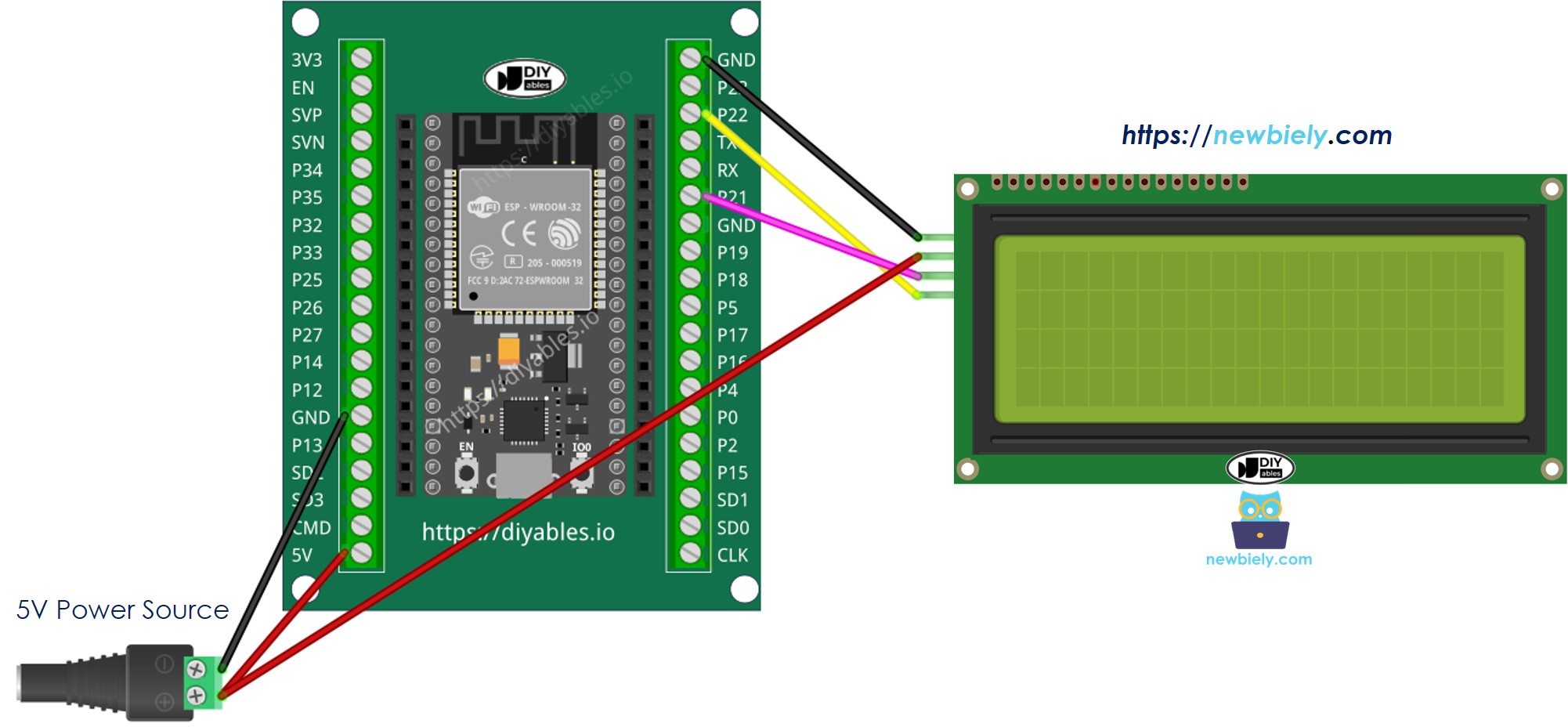 How to wire ESP32 and lcd 20x4