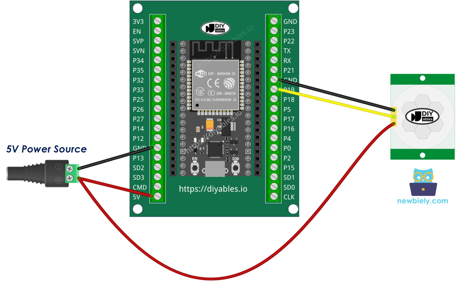 How to wire ESP32 and motion sensor