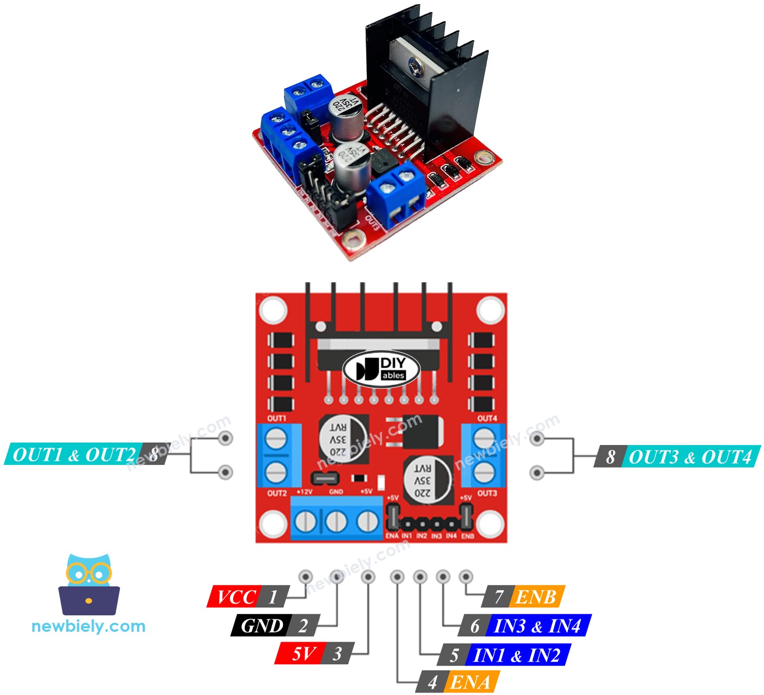 DIYables L298N Motor Driver Module For Arduino, ESP32,, 58% OFF