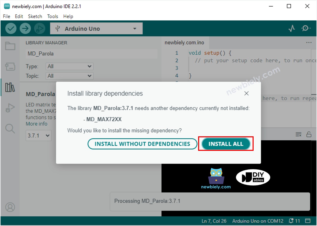 Arduino Nano 33 IoT MD_MAX72XX library