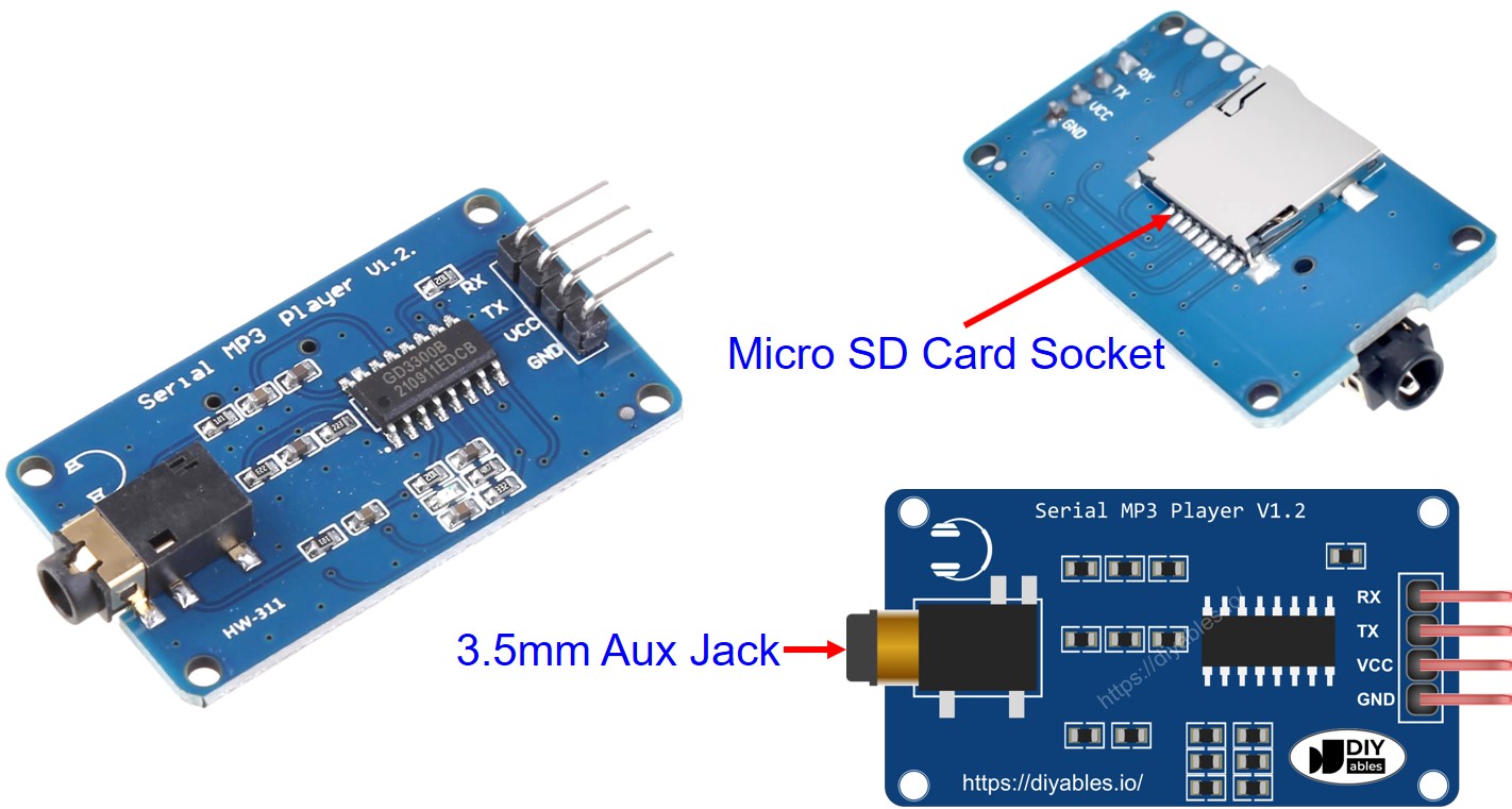 Serial MP3 Player Module Pinout