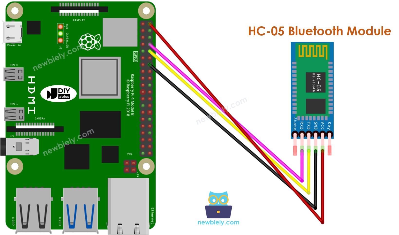 The wiring diagram between Raspberry Pi and Bluetooth