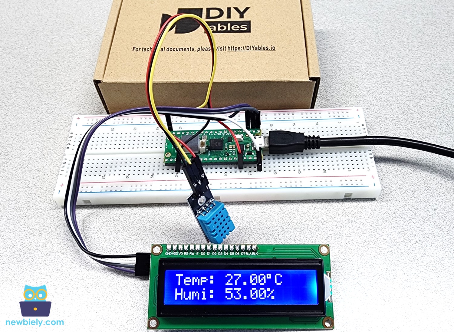 Raspberry Pi Pico DHT11 Temperature Humidity Sensor LCD display