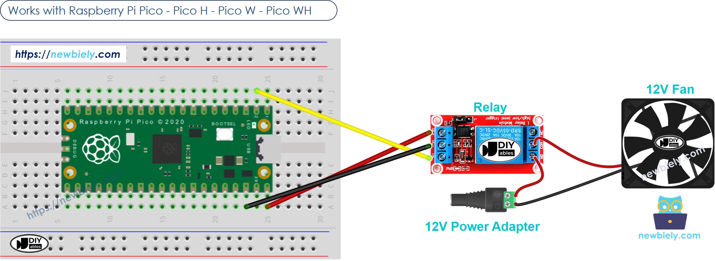 The wiring diagram between Raspberry Pi and Pico Fan