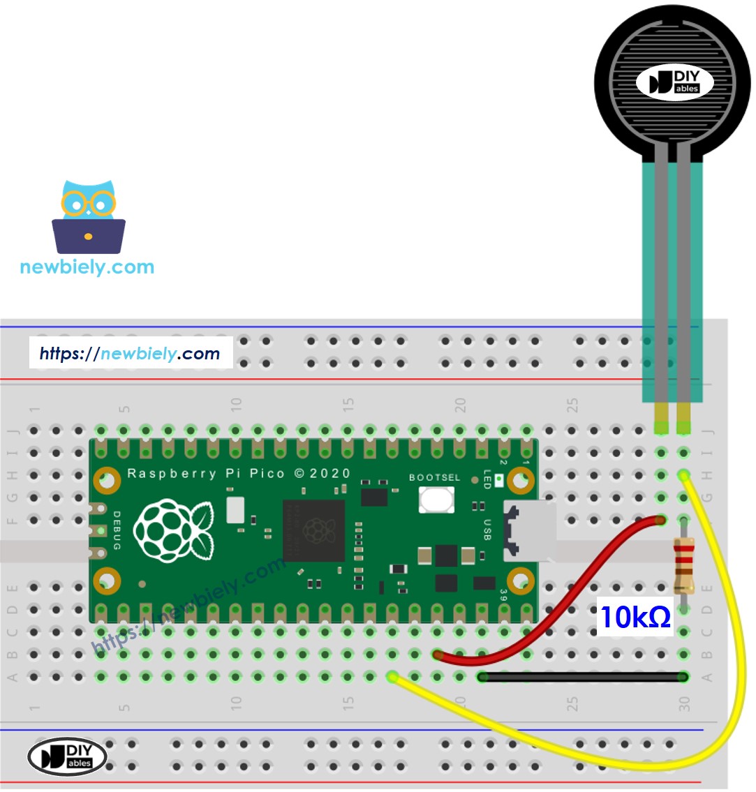 The wiring diagram between Raspberry Pi and Pico Force