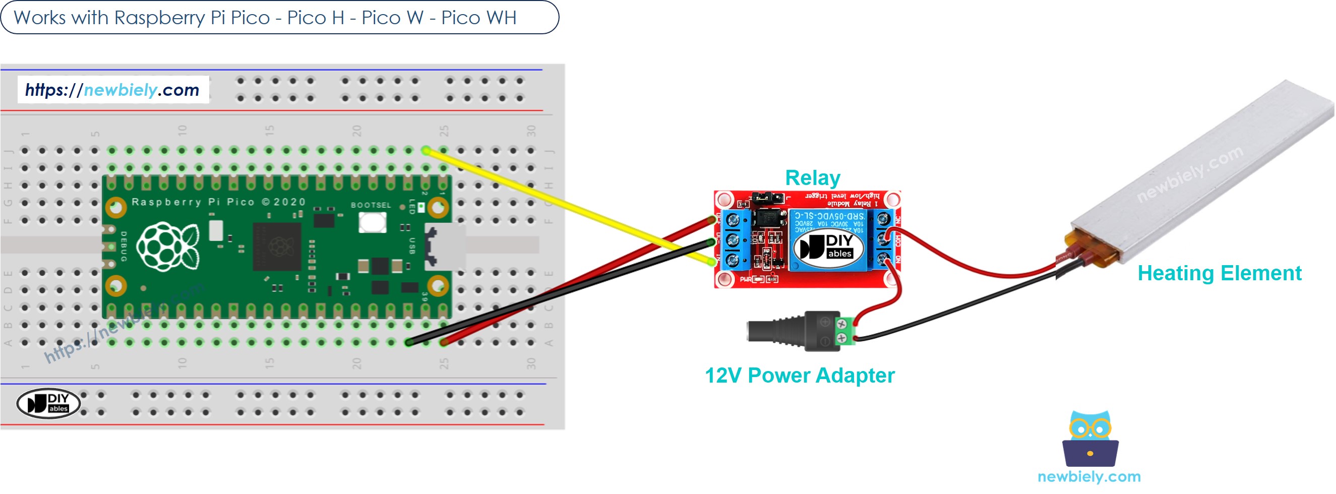 The wiring diagram between Raspberry Pi and Pico Heating Element