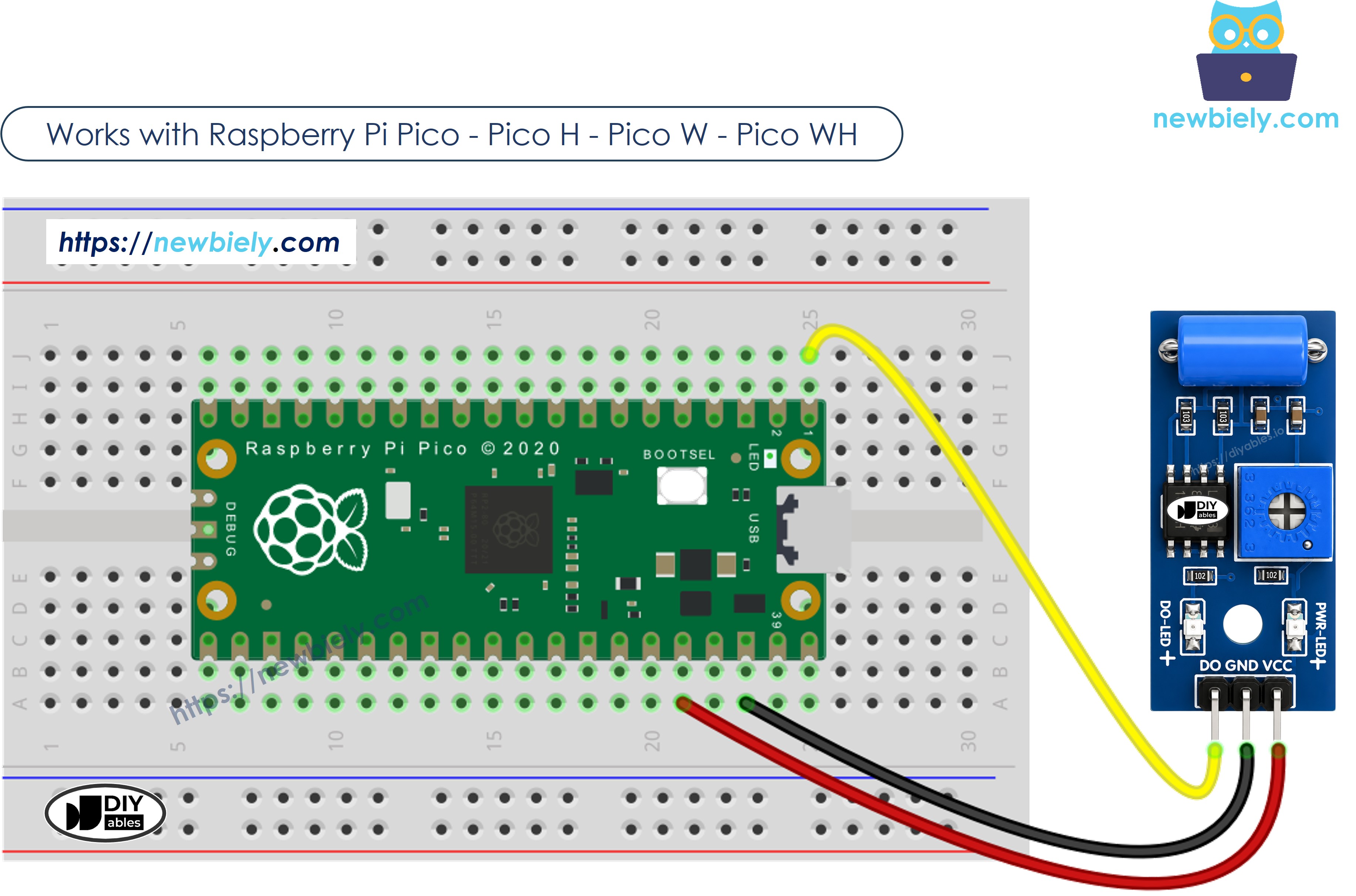 The wiring diagram between Raspberry Pi and Pico SW-420 Vibration Sensor