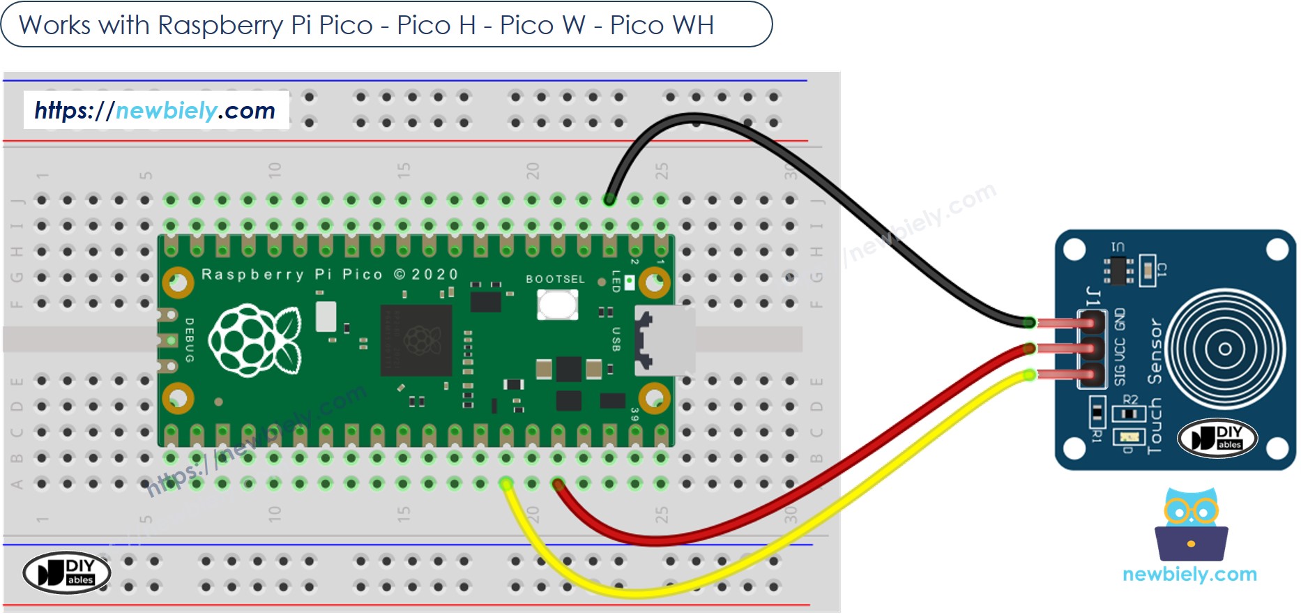 The wiring diagram between Raspberry Pi and Pico Touch Sensor