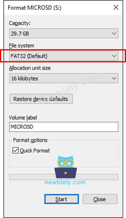 Micro SD Card format FAT32